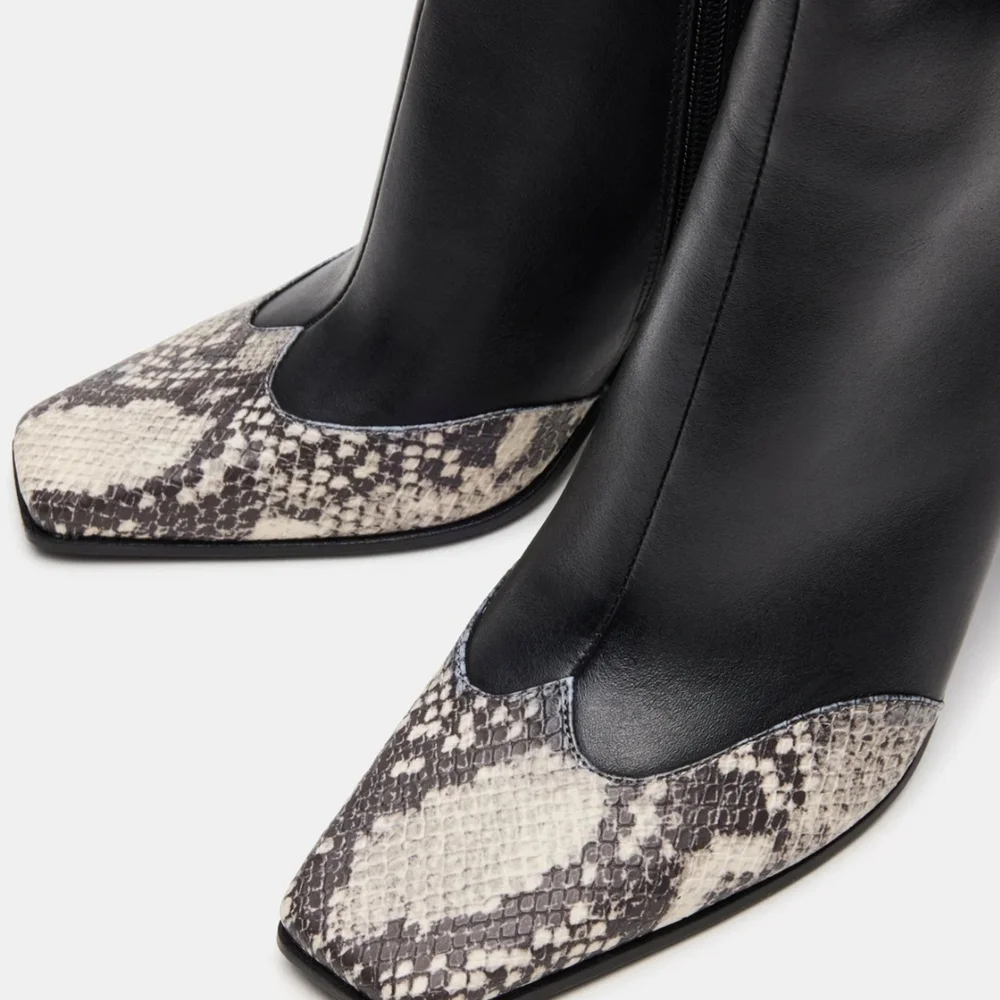 Steve Madden Black and White Heeled Boots - Picture 2 of 12